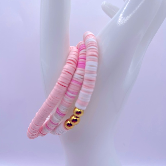 🍬Pink Cotton Candy🍬 clay bead bracelet set - Picture 3 of 5